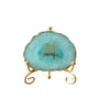 Agate Om Namah Shivay Showpiece With Metal Stand Turquoise