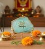 Agate Om Namah Shivay Showpiece With Metal Stand Turquoise