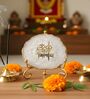 Agate Om Namah Shivay Showpiece With Metal Stand White