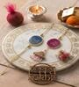 Agate Pink Blue Bhai Bhabhi Lumba Rakhi Set With Roli Chawal and Nariyal With Gift Box