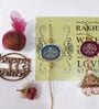 Agate Pink Blue Gaytri Mantra Lumba Rakhi Set With Roli Chawal and Nariyal With Gift Box