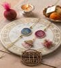 Agate Pink Blue Gaytri Mantra Lumba Rakhi Set With Roli Chawal and Nariyal With Gift Box