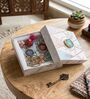 Agate Pink Blue Gaytri Mantra Lumba Rakhi Set With Roli Chawal and Nariyal With Gift Box