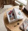 Agate Pink Blue Lumba Rakhi Set With Roli Chawal and Nariyal With Gift Box