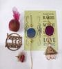 Agate Pink Blue Lumba Rakhi Set With Roli Chawal and Nariyal With Gift Box