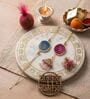 Agate Pink Blue Om Lumba Rakhi Set With Roli Chawal and Nariyal With Gift Box