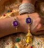 Agate Purple Om Lumba Rakhi Set With Roli Chawal and Nariyal With Gift Box