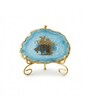 Agate Radha Krishna Showpiece With Metal Stand Blue