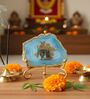 Agate Radha Krishna Showpiece With Metal Stand Blue