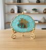 Agate Radha Krishna Showpiece With Metal Stand Turquoise