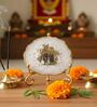 Agate Radha Krishna Showpiece With Metal Stand White