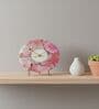 Agate Round Pink Color Desk Clock With Metal Stand
