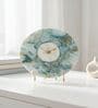 Agate Round Turquoise Color Desk Clock With Metal Stand