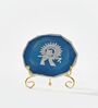 Agate Silver Metal Krishna Showpiece With Metal Stand Blue