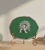 Agate Silver Metal Krishna Showpiece With Metal Stand Green