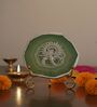 Agate Silver Metal Krishna Showpiece With Metal Stand Green