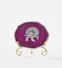 Agate Silver Metal Krishna Showpiece With Metal Stand Pink
