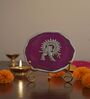 Agate Silver Metal Krishna Showpiece With Metal Stand Pink