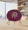 Agate Silver Metal Krishna Showpiece With Metal Stand Pink