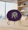 Agate Silver Metal Krishna Showpiece With Metal Stand Purple