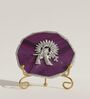Agate Silver Metal Krishna Showpiece With Metal Stand Purple
