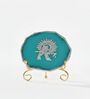 Agate Silver Metal Krishna Showpiece With Metal Stand Turquoise