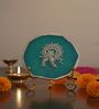 Agate Silver Metal Krishna Showpiece With Metal Stand Turquoise