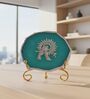 Agate Silver Metal Krishna Showpiece With Metal Stand Turquoise