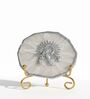 Agate Silver Metal Krishna Showpiece With Metal Stand White