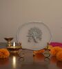 Agate Silver Metal Krishna Showpiece With Metal Stand White