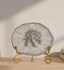 Agate Silver Metal Krishna Showpiece With Metal Stand White