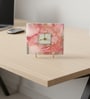 Agate Square Pink Color Desk Clock With Metal Stand