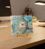 Agate Square Turquoise Color Desk Clock With Metal Stand