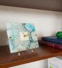 Agate Square Turquoise Color Desk Clock With Metal Stand
