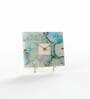 Agate Square Turquoise Color Desk Clock With Metal Stand