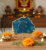Agate Startng Of Mool Mantra Showpiece Wih Metal Stand Blue