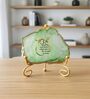 Agate Startng Of Mool Mantra Showpiece Wih Metal Stand Green