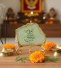 Agate Startng Of Mool Mantra Showpiece Wih Metal Stand Green