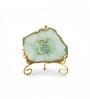 Agate Startng Of Mool Mantra Showpiece Wih Metal Stand Green