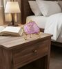 Agate Startng Of Mool Mantra Showpiece Wih Metal Stand Pink