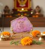 Agate Startng Of Mool Mantra Showpiece Wih Metal Stand Pink