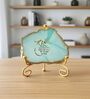 Agate Startng Of Mool Mantra Showpiece Wih Metal Stand Turquoise