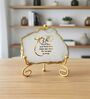 Agate Startng Of Mool Mantra Showpiece Wih Metal Stand White
