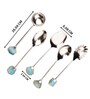 Agate with Silver Metal Cake Server Dessert Cutting Knife   Turquoise