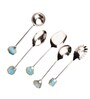 Agate with Silver Metal Cake Server Dessert Cutting Knife   Turquoise