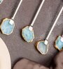 Agate with Silver Metal Cake Server Dessert Cutting Knife   Turquoise