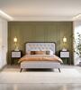 Agatha Velvet King Size Bed In Beige Colour