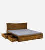 Agen Sheesham Wood King Size Bed In Rustic Teak Finish With Drawer Storage