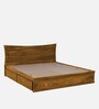 Agen Sheesham Wood King Size Bed In Rustic Teak Finish With Drawer Storage