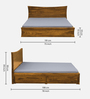 Agen Sheesham Wood King Size Bed In Rustic Teak Finish With Drawer Storage